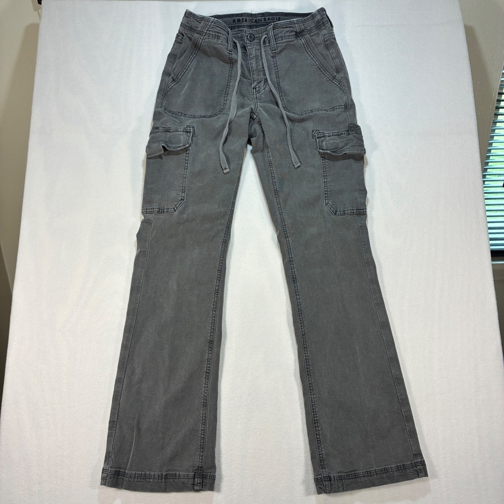 American Eagle Outfitters Gray Flared Cargo Pants